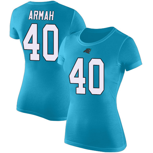 Carolina Panthers Blue Women Alex Armah Rush Pride Name and Number NFL Football #40 T Shirt